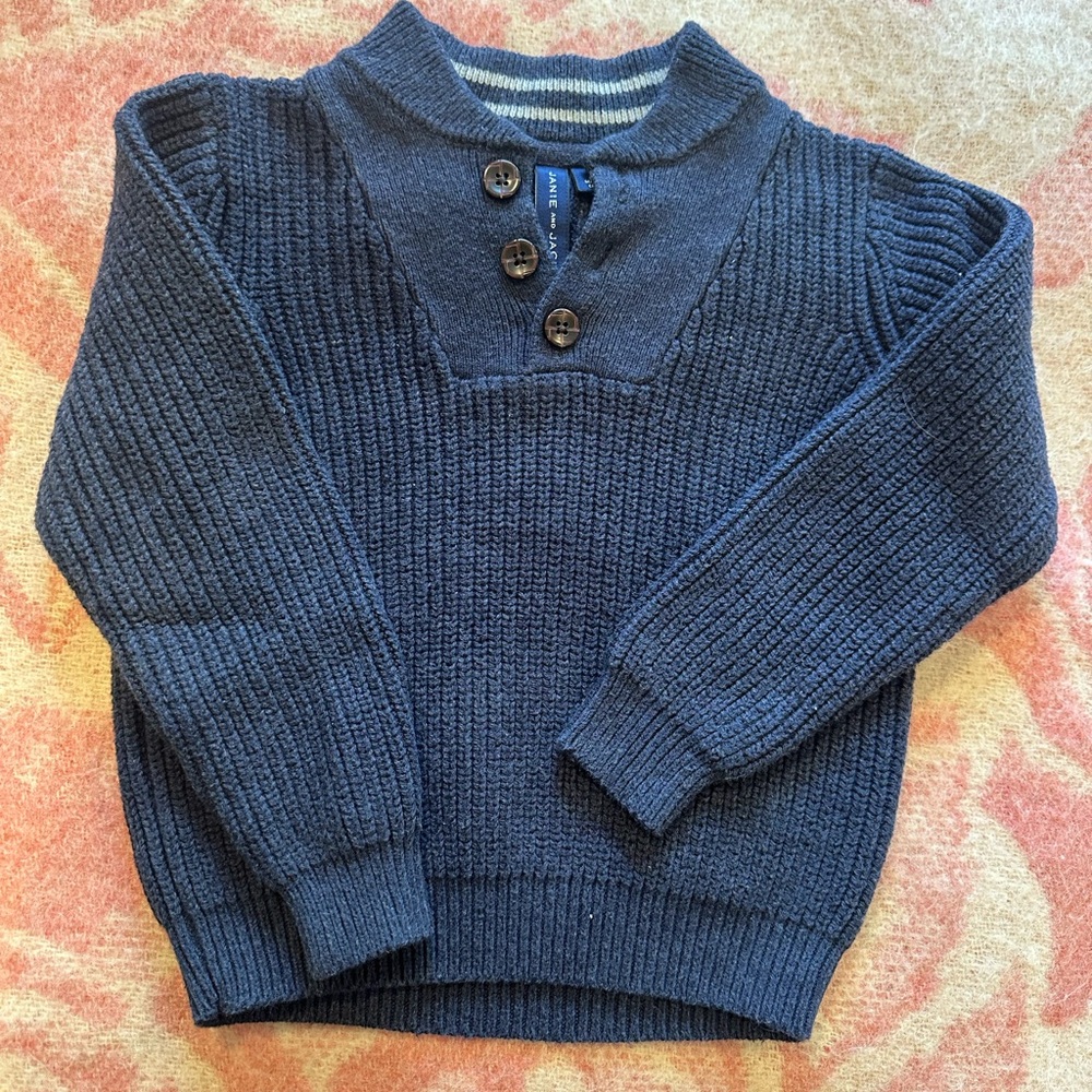 Janie and Jack Navy Kids Sweater with Button Accents